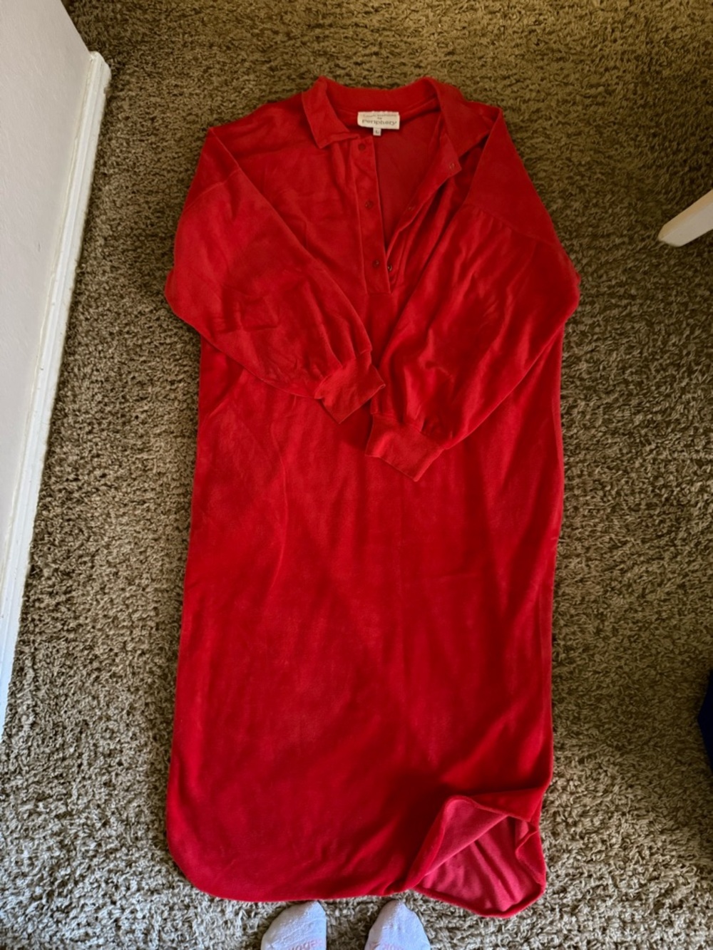 Red Collared Long Sleeve Dress - Unbranded